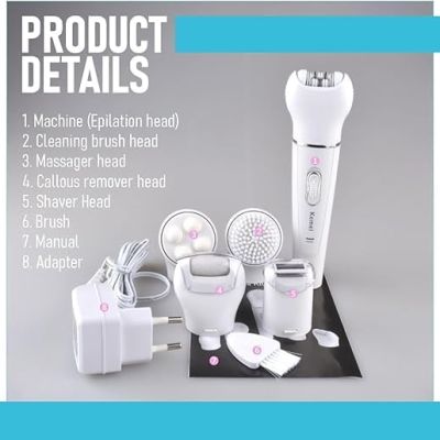 جهاز إزالة الشعر قابل لإعادة الشحن للاستخدام الجاف والرطب للنساء، جهاز إزالة الشعر بدون ألم للحصول على بشرة ناعمة، مناسب للساقين والذراعين، تصميم مقاوم للماء للاستخدام المريح، موديل KM-2199