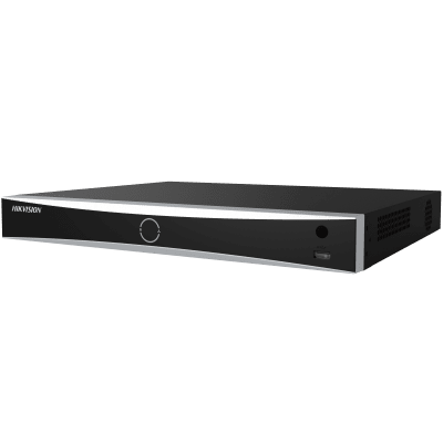 مسجل فيديو DS-7616NXI-K2/16P بـ 16 قناة 4K و 16 قناة PoE، اكيوسينس ان في ار للكشف عن البشر والمركبات، متوافق مع كاميرات اتش اي كيه فيجن اي بي (بدون قرص صلب) - لون اسود