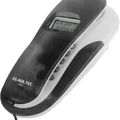 ‪هاتف أرضي من العدل تك، مزود بخدمة الشاقة وسلك طويل. يحتوي على ذاكرة لحفظ 35 مكالمة واردة، مع وظيفة إعادة الاتصال. يتميز بشاشة LCD لعرض السنة والشهر والتاريخ والوقت، موديل 50c