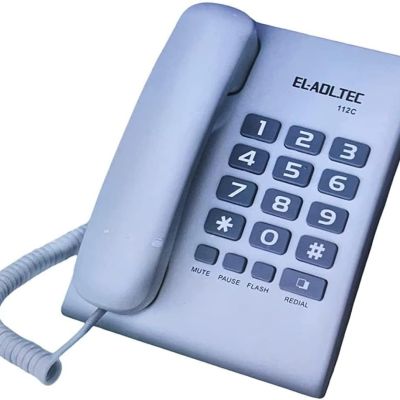 تليفون العدل مكتبى 112 C /شكل جديد/ للتحكم فى شدة صوت الجرس /Redial /Pause / Flash / Mute / امكانية التعليق على الحائط