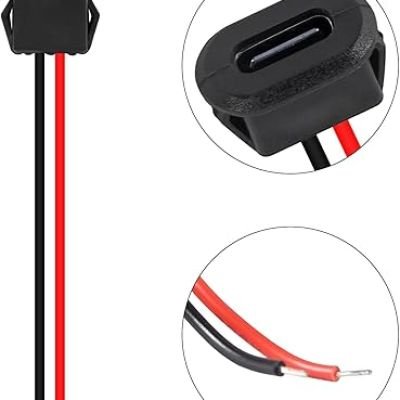 Type-C Female 2Pin USB Connector Type-C Waterproof with Female Socket Fast Charging Jack Charging Port USB-C Charger Plug Socket