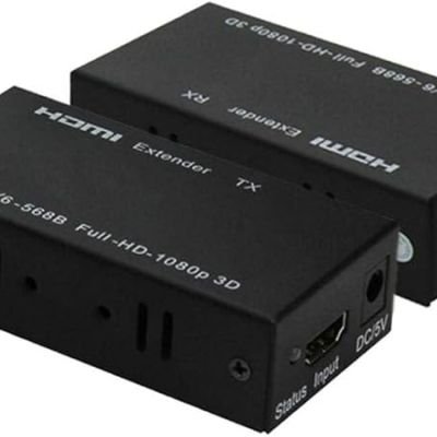 موسع HDMI عبر كابل كات واحد 5e/6 يصل طوله الى 60 متر مع 6 منافذ متوافق مع أجهزة التلفزيون والشاشات ومستقبلات الصوت والصورة من جينيوستر